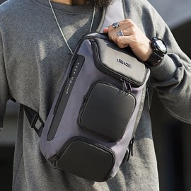 Men Outdoor Travel USB Charging Port Sling Bag Chest Bag