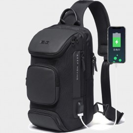 Men Outdoor Travel USB Charging Port Sling Bag Chest Bag