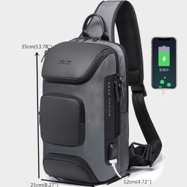 Men Outdoor Travel USB Charging Port Sling Bag Chest Bag