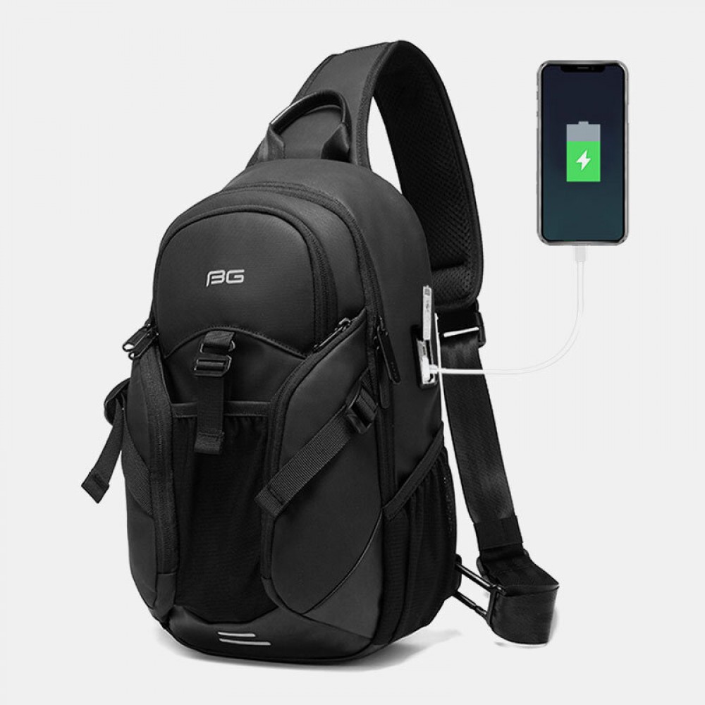 Men Oxford Anti-theft USB Charging Multi-pocket Waterproof Outdoor Crossbody Bag Chest Bag Sling Bag