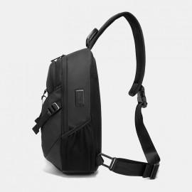 Men Oxford Anti-theft USB Charging Multi-pocket Waterproof Outdoor Crossbody Bag Chest Bag Sling Bag