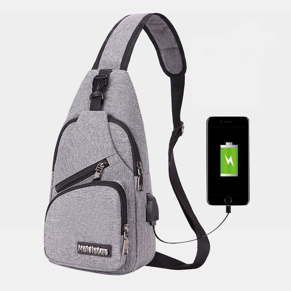 Men Oxford Outdoor Usb Charging Sports Chest bag Crossbody Bag Sling Bag