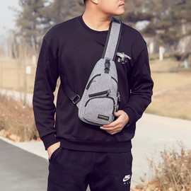 Men Oxford Outdoor Usb Charging Sports Chest bag Crossbody Bag Sling Bag