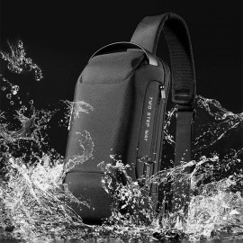 Men Oxford USB Charging Multi-Layers Waterproof Outdoor Crossbody Bag Chest Bag Sling Bag