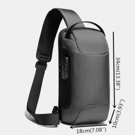 Men Oxford USB Charging Multi-Layers Waterproof Outdoor Crossbody Bag Chest Bag Sling Bag