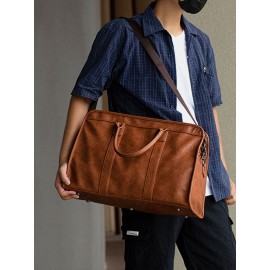 Men PU Leather 15.6 Inch Laptop Bag Briefcases Travel Handbag Crossbody Bag
