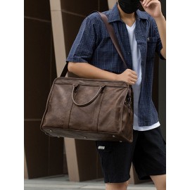 Men PU Leather 15.6 Inch Laptop Bag Briefcases Travel Handbag Crossbody Bag