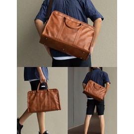 Men PU Leather 15.6 Inch Laptop Bag Briefcases Travel Handbag Crossbody Bag