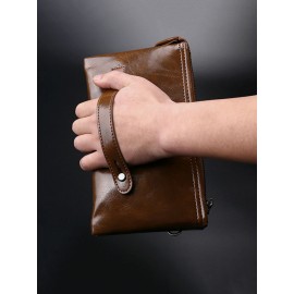 Men PU Leather Anti-theft 6.5 Inch Phone Bag Multifunction Clutch Bag Wallet