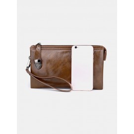 Men PU Leather Anti-theft 6.5 Inch Phone Bag Multifunction Clutch Bag Wallet