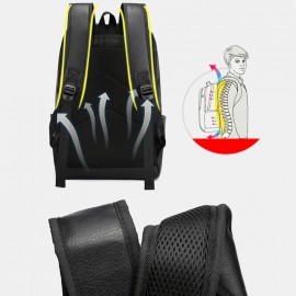 Men PU Leather Business Large Capacity 15.6 Inch Laptop Bag Multifunction Backpack