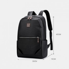 Men PU Leather Business Large Capacity 15.6 Inch Laptop Bag Multifunction Backpack