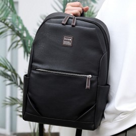 Men PU Leather Business Large Capacity 15.6 Inch Laptop Bag Multifunction Backpack