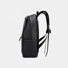 Men PU Leather Business Large Capacity 15.6 Inch Laptop Bag Multifunction Backpack