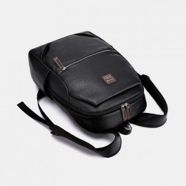 Men PU Leather Business Large Capacity 15.6 Inch Laptop Bag Multifunction Backpack