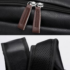 Men PU Leather Business Large Capacity 15.6 Inch Laptop Bag Multifunction Backpack