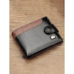 Men PU Leather Patchwork Money Clips Multi-card Slots Wallet