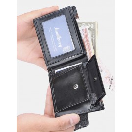 Men PU Leather Patchwork Money Clips Multi-card Slots Wallet