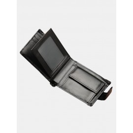 Men PU Leather Patchwork Money Clips Multi-card Slots Wallet