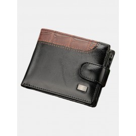 Men PU Leather Patchwork Money Clips Multi-card Slots Wallet