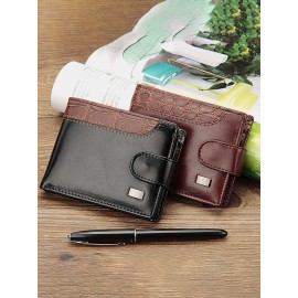 Men PU Leather Patchwork Money Clips Multi-card Slots Wallet