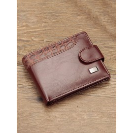 Men PU Leather Patchwork Money Clips Multi-card Slots Wallet