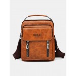 Men PU Leather Retro Multi-Layers Crossbody Bag Sling Bag