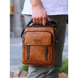 Men PU Leather Retro Multi-Layers Crossbody Bag Sling Bag