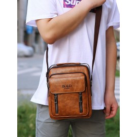 Men PU Leather Retro Multi-Layers Crossbody Bag Sling Bag