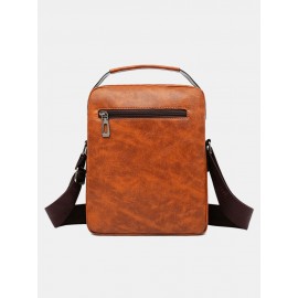 Men PU Leather Retro Multi-Layers Crossbody Bag Sling Bag