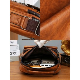 Men PU Leather Retro Multi-Layers Crossbody Bag Sling Bag
