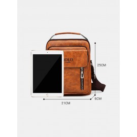 Men PU Leather Retro Multi-Layers Crossbody Bag Sling Bag