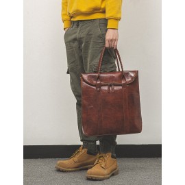 Men PU Leather Solid Retro Business 13.3 Inch Laptop Bag Briefcase Handbag