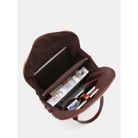 Men PU Leather Solid Retro Business 13.3 Inch Laptop Bag Briefcase Handbag