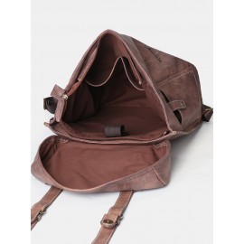 Men PU Leather Vintage 15.6 Inch Laptop Outdoor Large Capacity Backpack