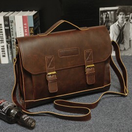 Men PU Leather Vintage Briefcase Classic Handbag