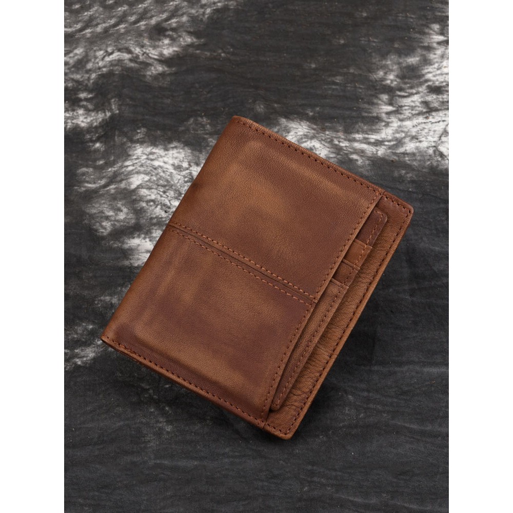Men RFID Retro Genuine Leather Wallet Anti-theft Removable Old SIM Card Wallet