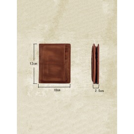 Men RFID Retro Genuine Leather Wallet Anti-theft Removable Old SIM Card Wallet