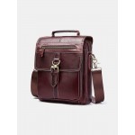 Men Retro Genuine Leather Multi-pockets Multi-Layers Crossbody Bag