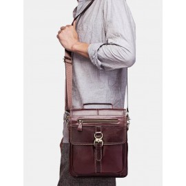 Men Retro Genuine Leather Multi-pockets Multi-Layers Crossbody Bag