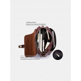 Men Retro Genuine Leather Multi-pockets Multi-Layers Crossbody Bag