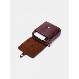 Men Retro Genuine Leather Multi-pockets Multi-Layers Crossbody Bag