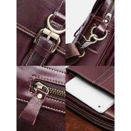Men Retro Genuine Leather Multi-pockets Multi-Layers Crossbody Bag