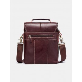 Men Retro Genuine Leather Multi-pockets Multi-Layers Crossbody Bag