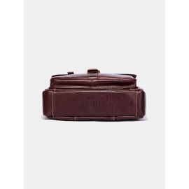 Men Retro Genuine Leather Multi-pockets Multi-Layers Crossbody Bag