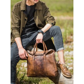 Men Retro Multi-pocket 15.6 Inch Laptop Bag Briefcase Business Handbag Crossbody Bag