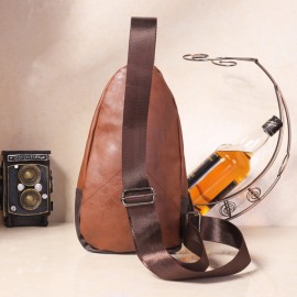 Men Retro PU Leather Crossbody Bag Capacity Leisure Shoulder Chest Bag