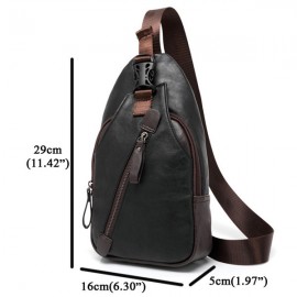 Men Retro PU Leather Crossbody Bag Capacity Leisure Shoulder Chest Bag