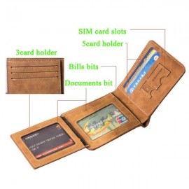 Men Scrub PU Multi-card Bit Wallet SIM Card Holder Purse Bag