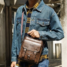 Men Solid Business Messenger Bag Crossbody Bag Briefcase